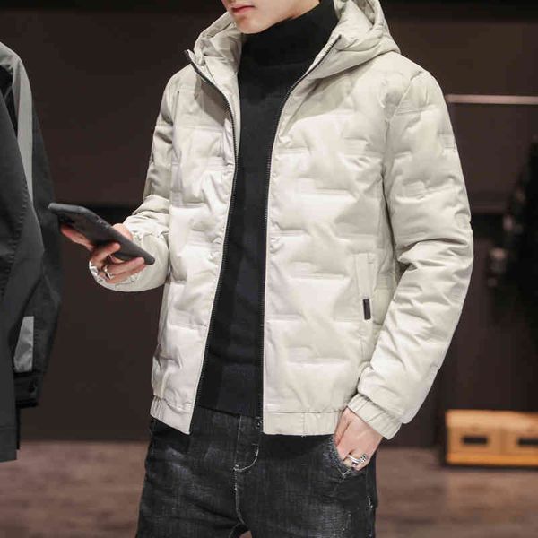 

new korean autumn and silk cotton winter men's hooded fashion thickened warm et, Black