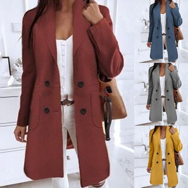 

women's jackets fashion womens coat winter lapel button long trench jacket ladies overcoat outwear high quality, Black;brown