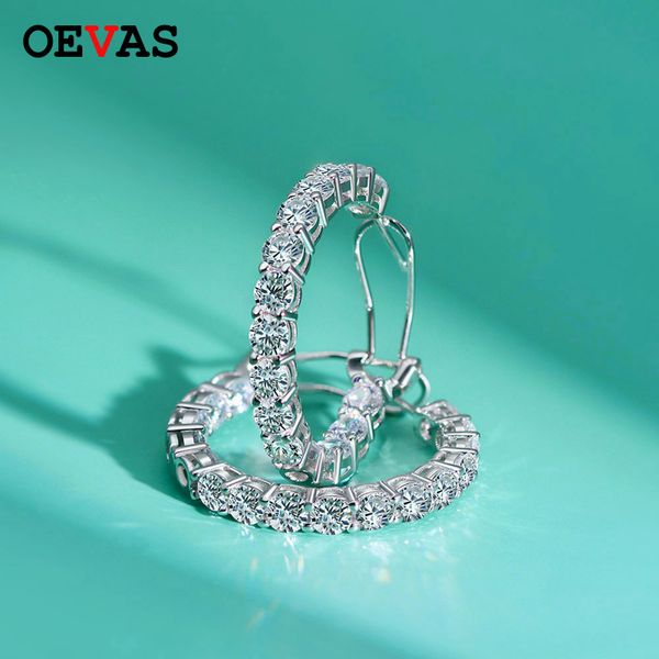 OEVAS Luxus 100 % 925 Sterling Silber Erstellt Moissanit Edelstein Creolen Hochzeit Verlobung Edlen Schmuck Geschenk Großhandel 210311