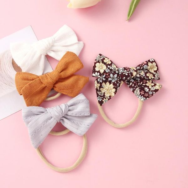 

hair accessories 4 colors bows baby girls headband soft nylon headbands elastic bow bands for born kids 2021, Slivery;white