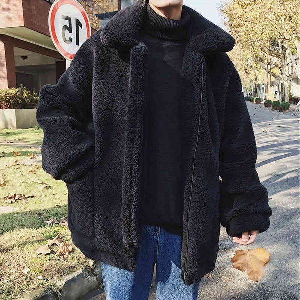 

new warm men's faux fur thick coat loose black green casual jacket winter men coats outwear d087, Black;brown