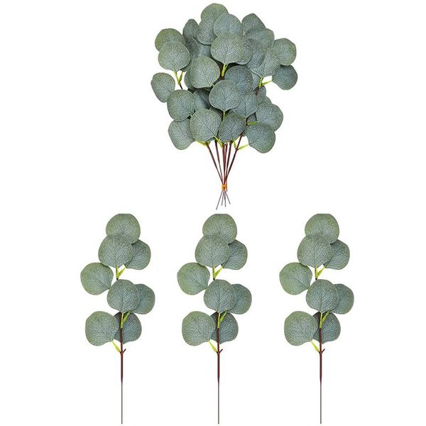 

decorative flowers & wreaths 10pcs artificial eucalyptus leaves stems, silk silver dollar branches for farmhouse wedding party decor