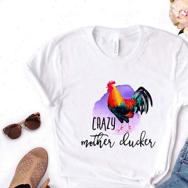 

women t shirt crazy mother clucker print tshirt women short sleeve o neck loose t shirt ladies causal tee shirt clothes, White