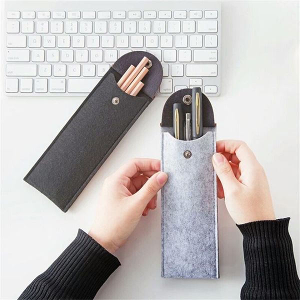 

pencil bags simple solid color felt case school supplies cute pen stationery portable small pouch