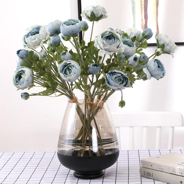 

decorative flowers & wreaths simulation dew lotus 9 head flocking camellia rtificial flower home decoration pography props retro fake