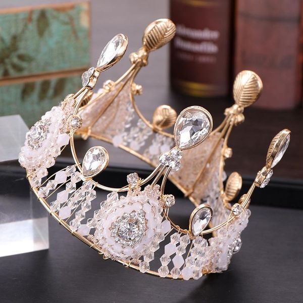 

hair clips & barrettes handmade vintage queen crystal crown tiaras headdress, Golden;silver
