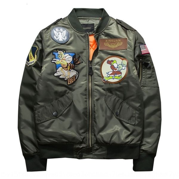 

zkzfu o0fjz 2021 jacket and winter new badge embroidered autumn men's youth cotton embroidered badge pilot thickened national fashion, Black;brown