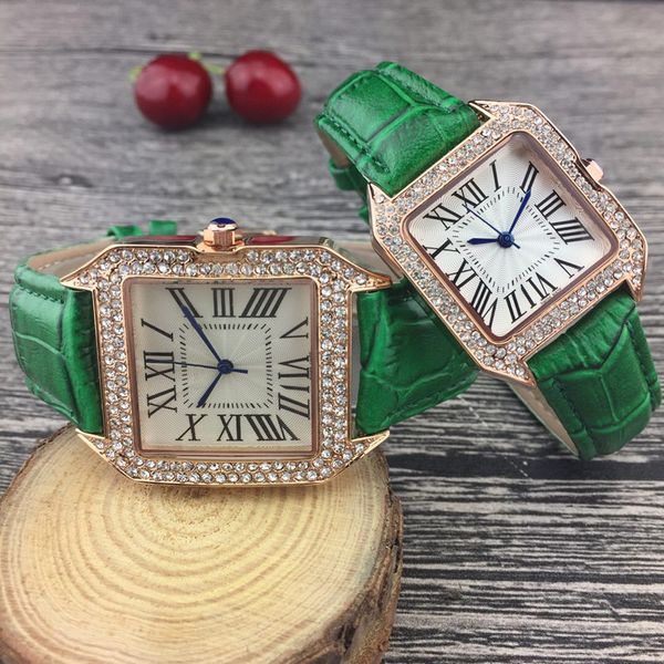 

brand lovers' watches square dial leather strap mens women wristwatches diamond watch for men lady christmas present valentine's g, Slivery;brown