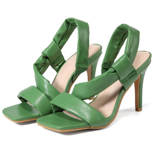

2021 spring new style women fetish high heels party sandals square toe pencil heels cross-tied sandals plus size female shoes, Black