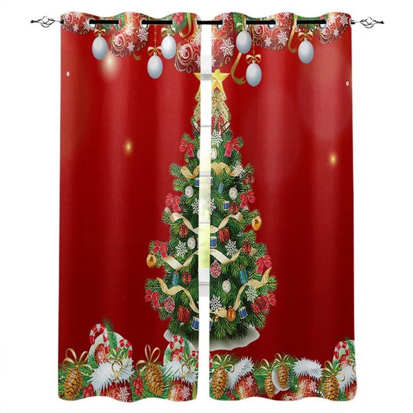 

curtain & drapes red festive christmas tree home decor window curtains bedroom kitchen panel for living room