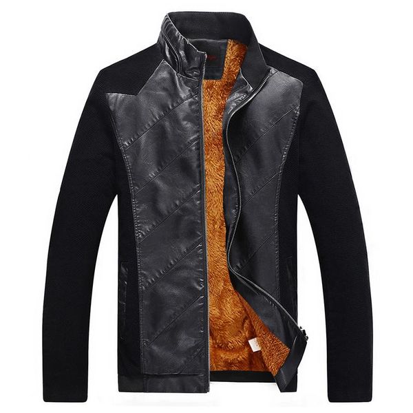 

men's fur & faux 2021 spring&autumn man patchwork leather jacket brand design fashion men motorcycle big size m-5xl, Black