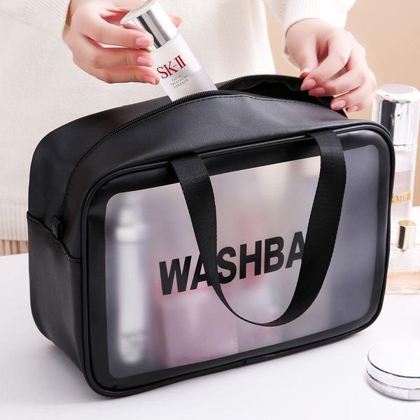 

waterproof cosmetic bag ins large capacity portable travel toilet bag pvc transparent makeup storage