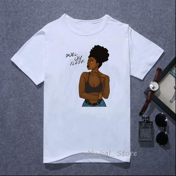 

the melanin bunch funny graphic t shirts women vogue urban black girl print tee shirt 90s friends tshirt 2021 women t shirt, White