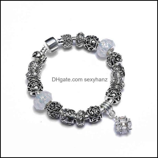 

charm bracelets jewelry bracelet hand diamond fashion crystal glass beaded diy drop delivery 2021 kjd5s, Golden;silver