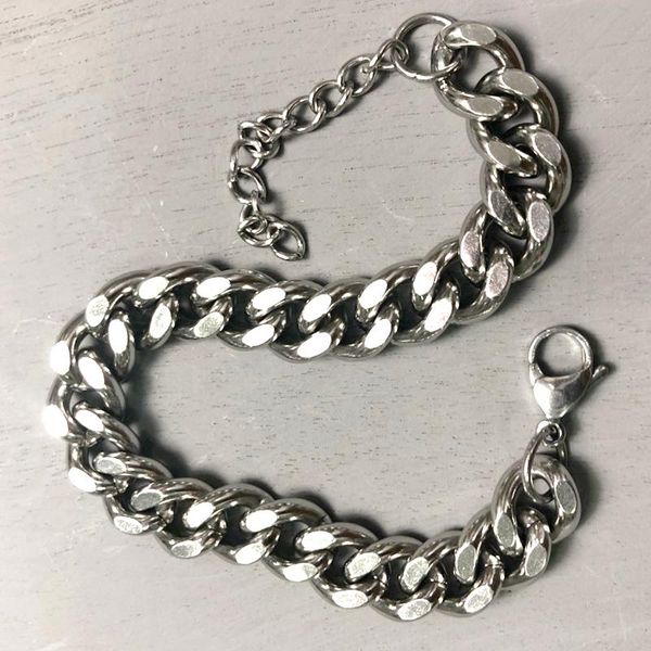 

link, chain men bracelet stainless steel bracelets hip hop charm on hand gifts for male accessories wholesale, Black