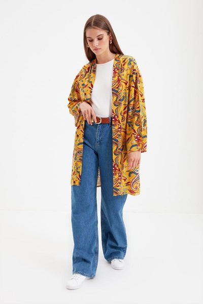 

women's jackets trendyol belted kimono & kaftan tctss21kk0004, Black;brown