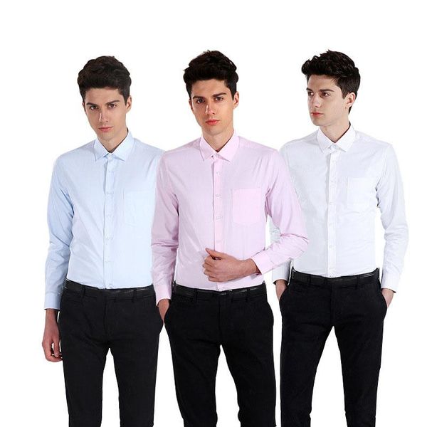 

men shirt long sleeve slim twill solid formal business shirt man dress shirts, White;black