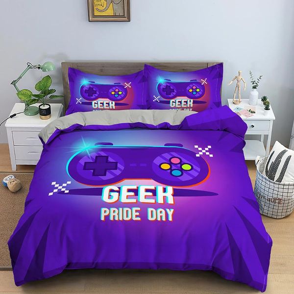 

bedding sets 2/3 pcs game duvet cover cartoon king  single gamer kids boys girls bed set quilt comforter covers