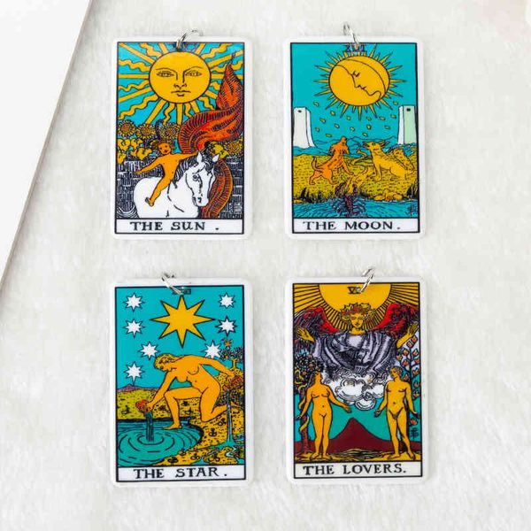 

hay house 8pcs big size tarot card game magical divination charms resin sun moon and lovers diy accessory for necklace pendant dixit