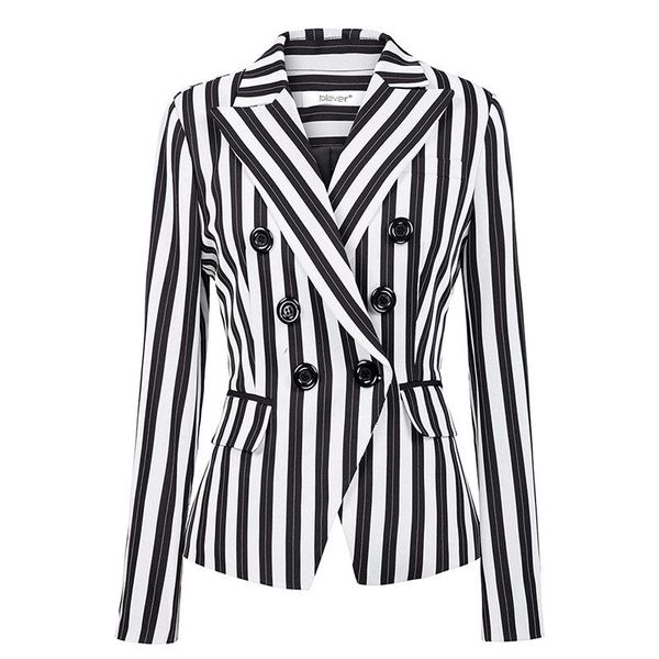 

women's suits & blazers vintage indie striped blazer suit women long sleeve double breasted 2021 woman commute casual jacket plus size, White;black