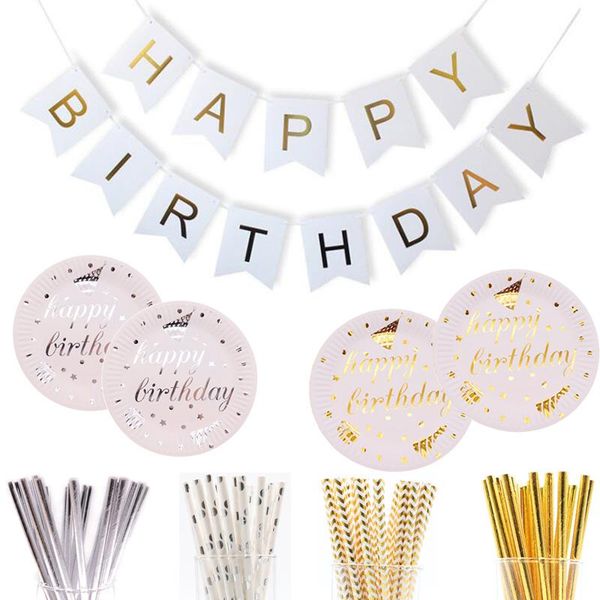 

disposable dinnerware colorful gold plate cup napkins theme party paper tableware decoration supplies for baby shower