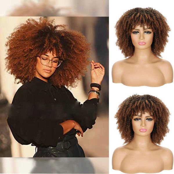 

wig female short hair ffy small curly chemical fiber wig head cover, Black