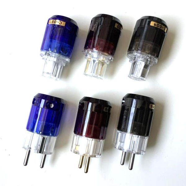 

smart power plugs hifi eu/schuko plug brass gold/rhodium plated transparent iec connector p-004e p-037e p-079e c-004 c-037