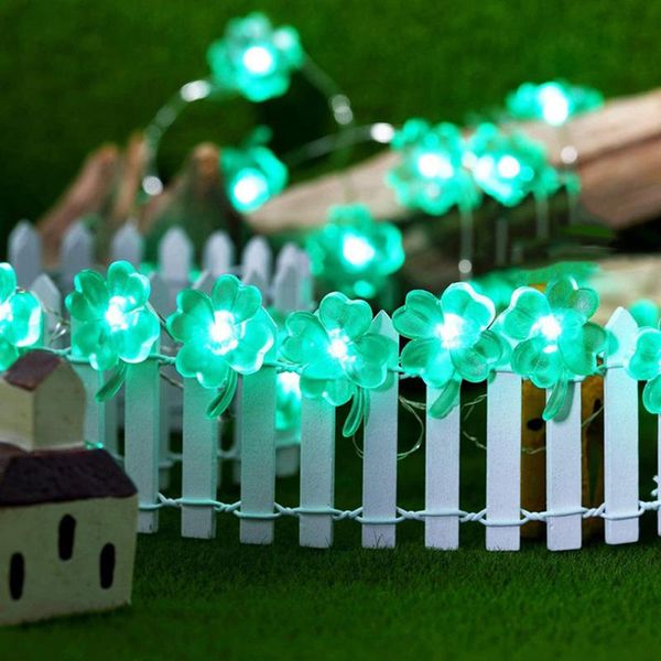 

strings green lucky four-leaf clover string light st. patrick's day decor irish holiday battery powered home adornment