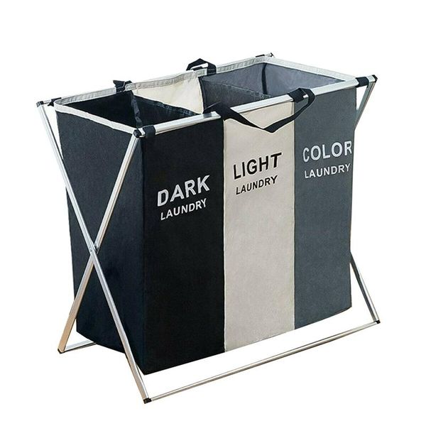 

laundry bags 3 sections basket hamper for foldable wash clothes dirty storage