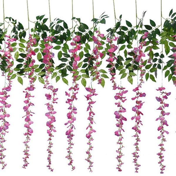 

12pcs 3.6feet artificial flowers fake wisteria vine for wedding decorations home garden party decor simulation flower
