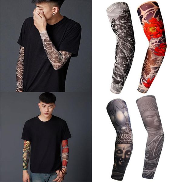 

elbow & knee pads arm warmers tattoo sleeve sun uv protection stretch cover cycling driving costume dress #4m19, Black;gray