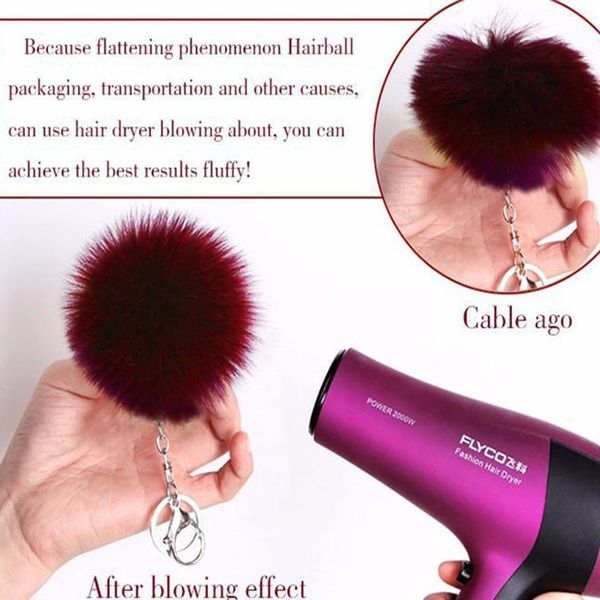 

fur pom pom keychains fake rabbit fur ball key chain porte clef pompom de fourrure fluffy bag charms bunny keychain rand qylagm, Red;blue