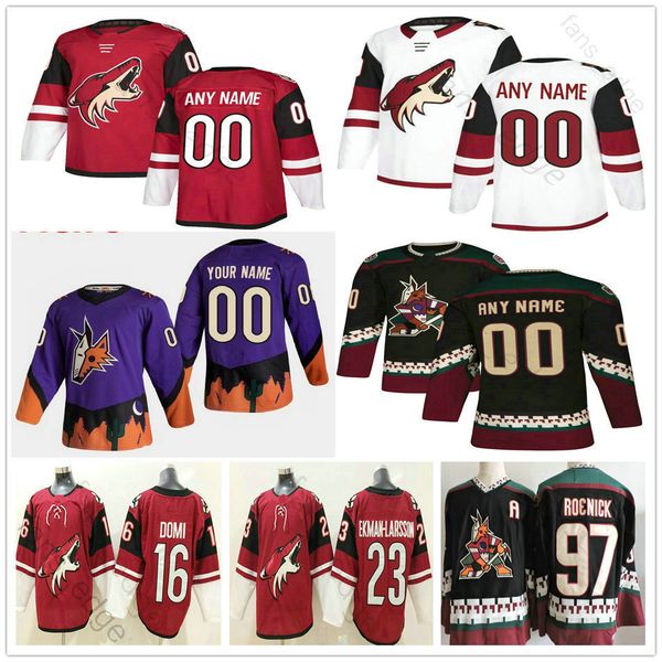 

custom 2021 reverse retro arizona coyotes oliver ekman-larsson antti raanta clayton keller darcy kuemper dvorak phil kessel hockey jerseys, Black;red