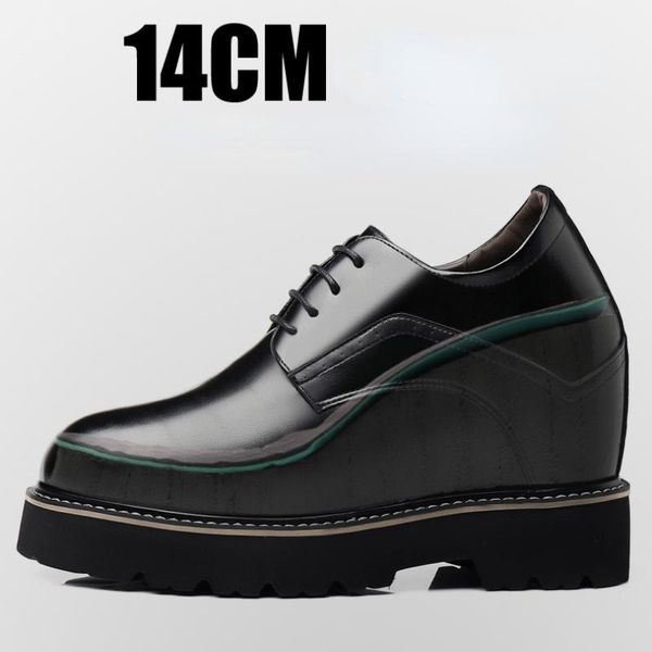 

dress shoes super high heel men's elevator increase the height of 14cm leather daily business casual stage, Black