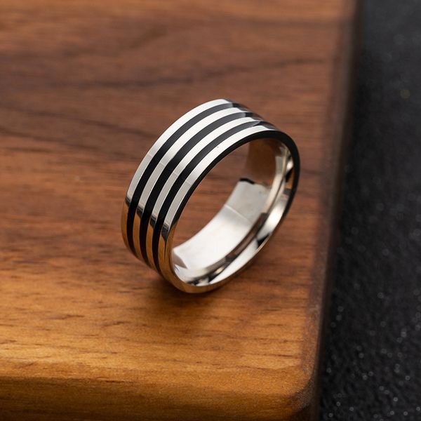 

8mm gold silver 316l tatinum steel oil drop men finger band ring fashion jewelry nice gift for friend husband boyfriend wholesale factory pr
