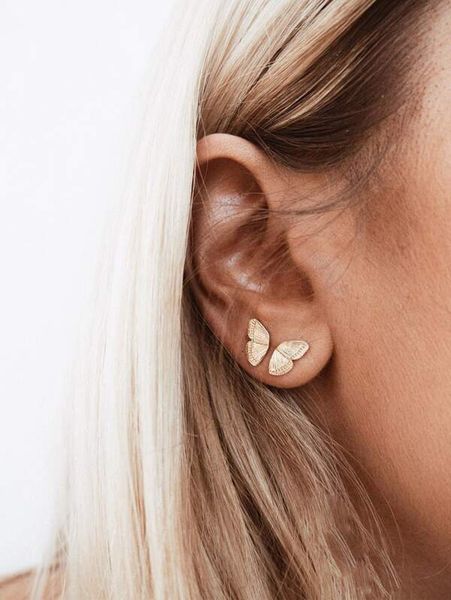 

jewelry mini size gold butterfly stud earrings for women ladies fashion minimal personalized small butterfly studsdio chan contact, Silver