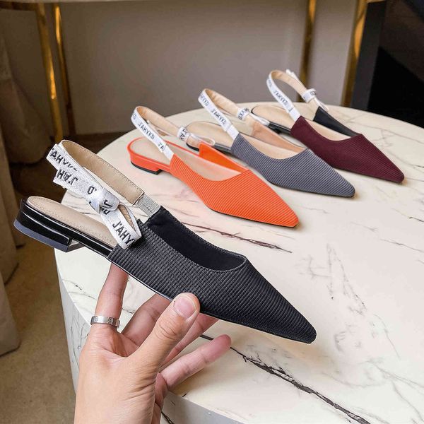 

sandals luxury brand sandals will see woman flat designer shoes fashion pointed orange mules color black wine bombs size  2ngh