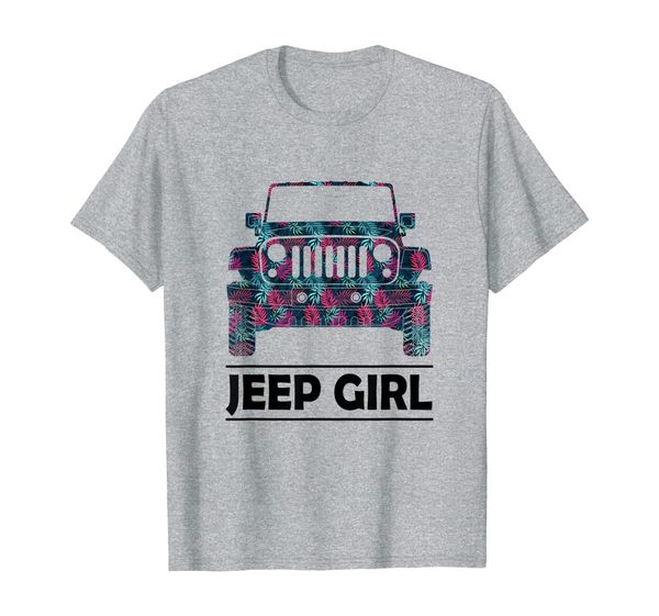 

womens tropical flower jeep girl summer funny birthday gift t-shirt, White;black
