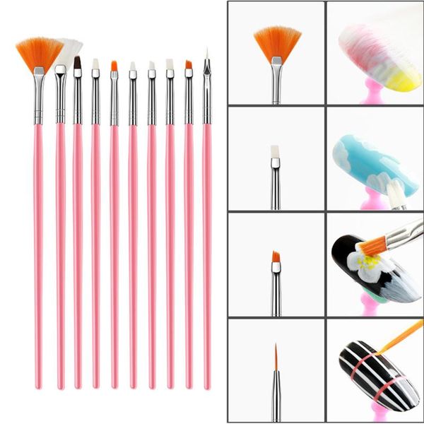 

nail brushes 15pcs plastic handle brush set design gel polish painting drawing acrylic for nails art manicure tools, Yellow