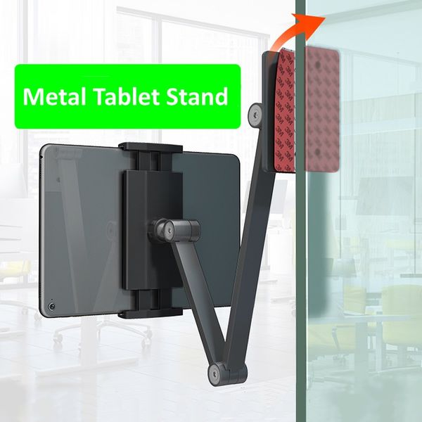 Uzun kol duvar montaj tablet standı çok açılı ayarlanabilir üç mil tasarım alüminyum cep telefonu montaj tutucu iPhone iPad için