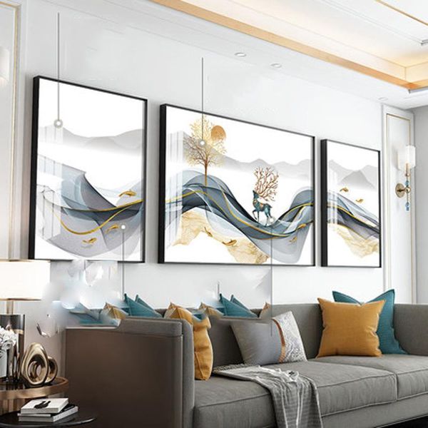 

frames waterproof mural sofa background wall living room decoration painting alloy po frame various styles