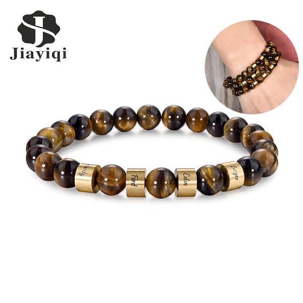 

beaded, strands beaded bracelet for men women fashion beads bangle lava tiger eyes natural stone bracelets on hand jewelry accessories gifts, Black