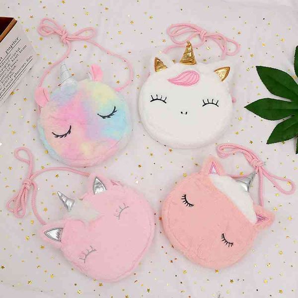

children's cute plush unicorn messenger children's decorative cartoon shoulder bag