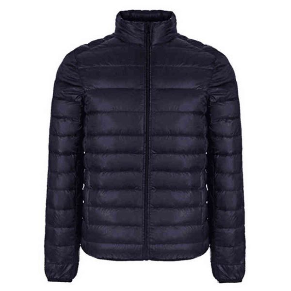 

autumn winter et men 2021 new coupl thin coats good duck down ultra-light slim stand-collar cotton-padded solid parkas, Black;white