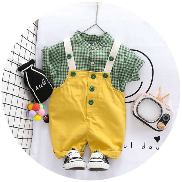 

children's clothing boys' 2021 new two piece baby's trousers set infant shirt short sleeve summer fashion, White