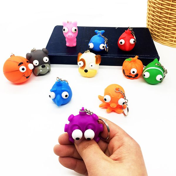 

fidget toys creative vent extrusion eye popping doll toy pvc eye pinch music key chain