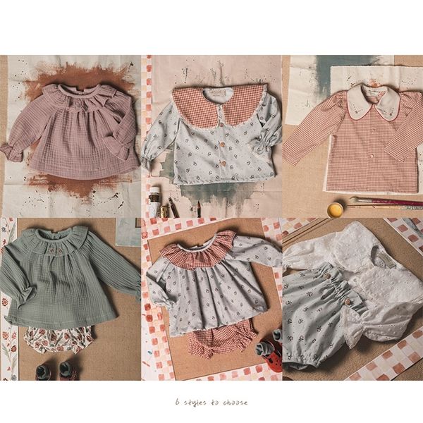 Camicie per bambini New Spring Bp Brand Girls Cute Flower Print Camicette a maniche lunghe Baby Child Cotton Fashion Tops Tees Abbigliamento 210306