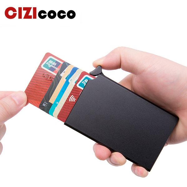 

anti-theft smart wallet thin id automatically solid metal, Brown;gray