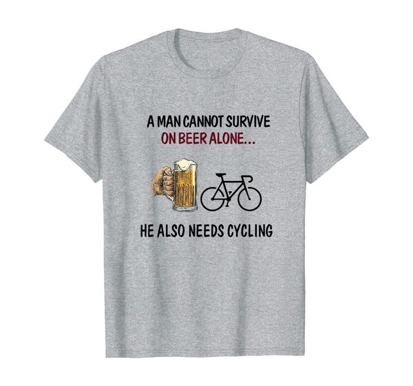 

a man cannot survive on beer alone he also needs cycling t-shirt, White;black