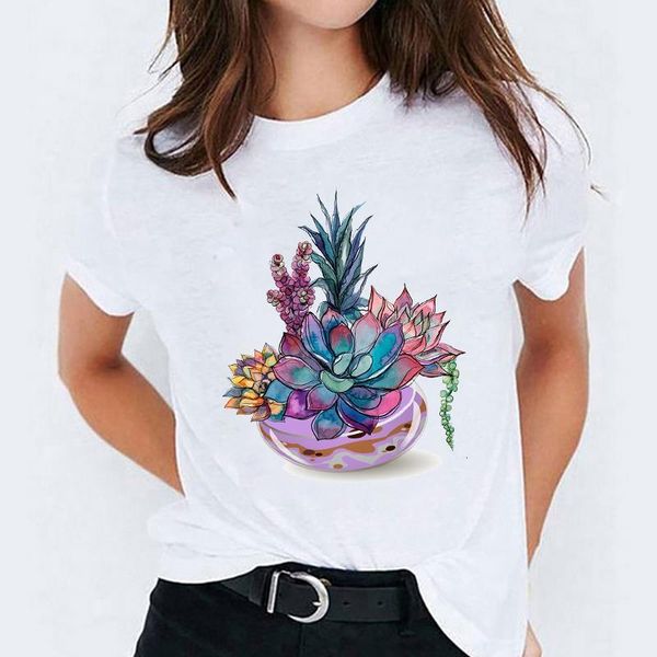 

t-shirts for women plant floral 90s short sleeve trend clothing print lady womens graphic t shirt ladies female tee t-shirt, White